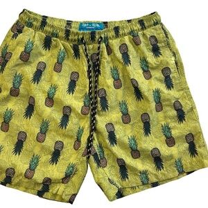10th + OCEAN two-tone, green pineapple, swim trunks